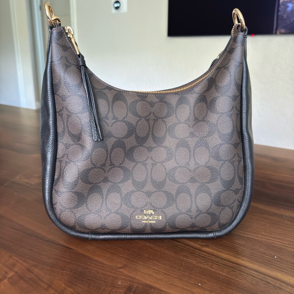 Coach Dark Brown Signature Shoulder Bag